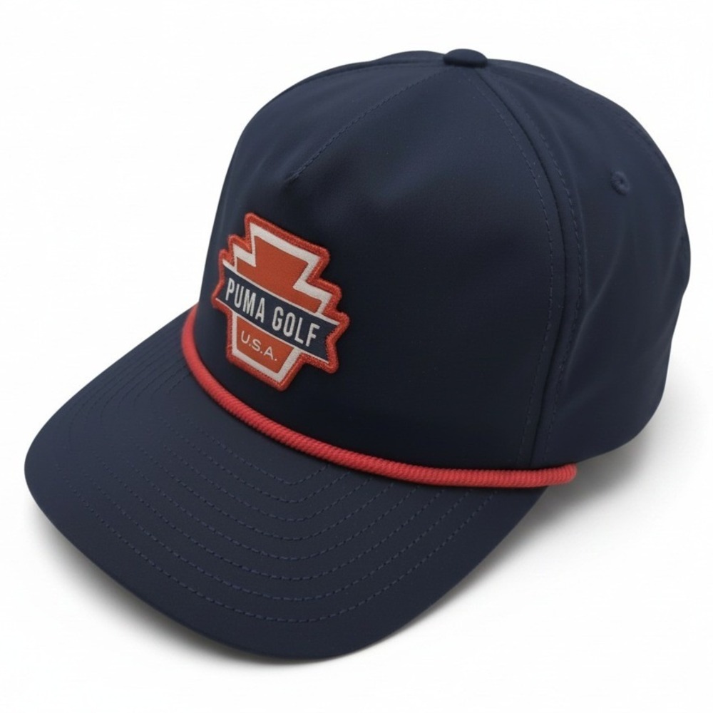 Puma Golf USA Keystone Navy Blue Red Rope Snapback Hat 110 Flexfit 026140-01